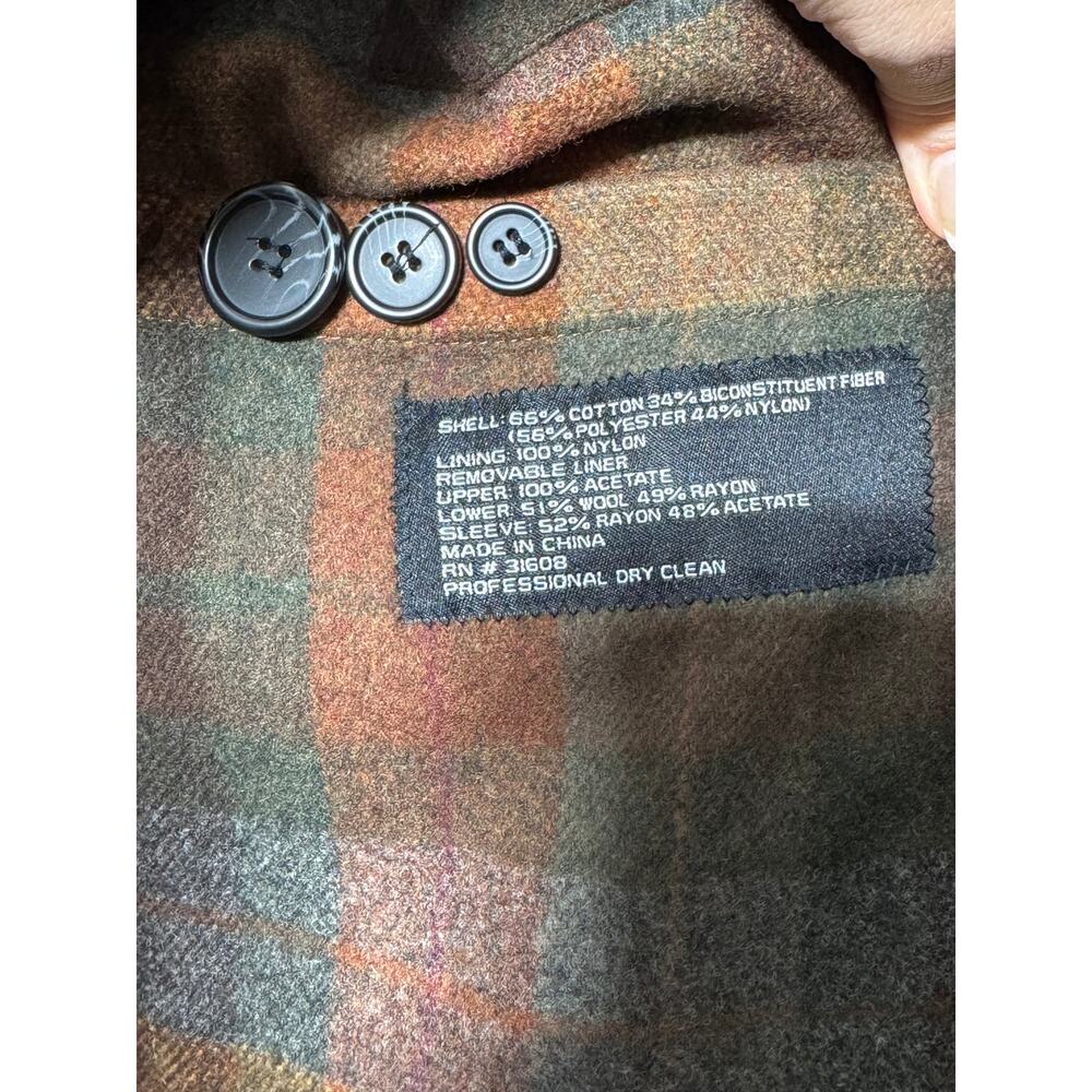 Jos. A. Bank Trench Coat Mens 40R Black Single-Breasted Removable Plaid Lined - Picture 12 of 16